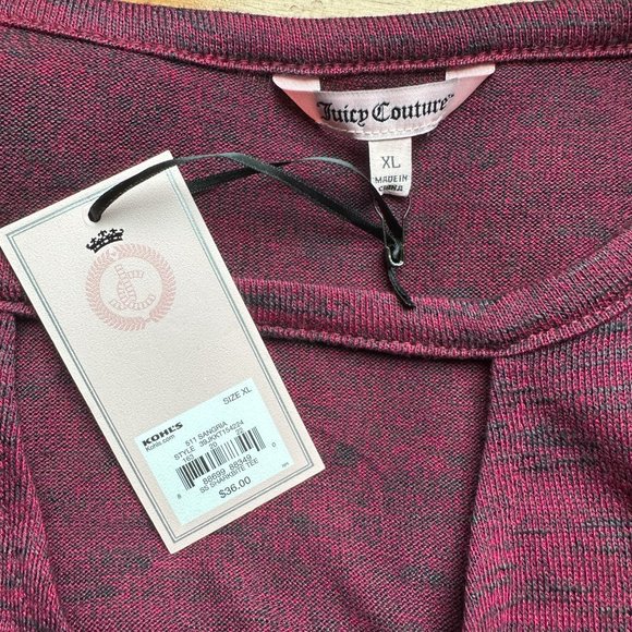 JUICY COUTURE Red Wine Asymmetrical Keyhole Top NWT XL - Picture 4 of 5